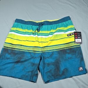 ZeroXposur Men's Teal and Lime Board Performance Swim Shorts XL 50+ UV